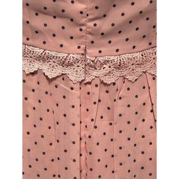 Pink Black Polka Dot  Square Neck A Line Chiffon Whimsical‎ Fairy Romantic Large - Picture 10 of 10